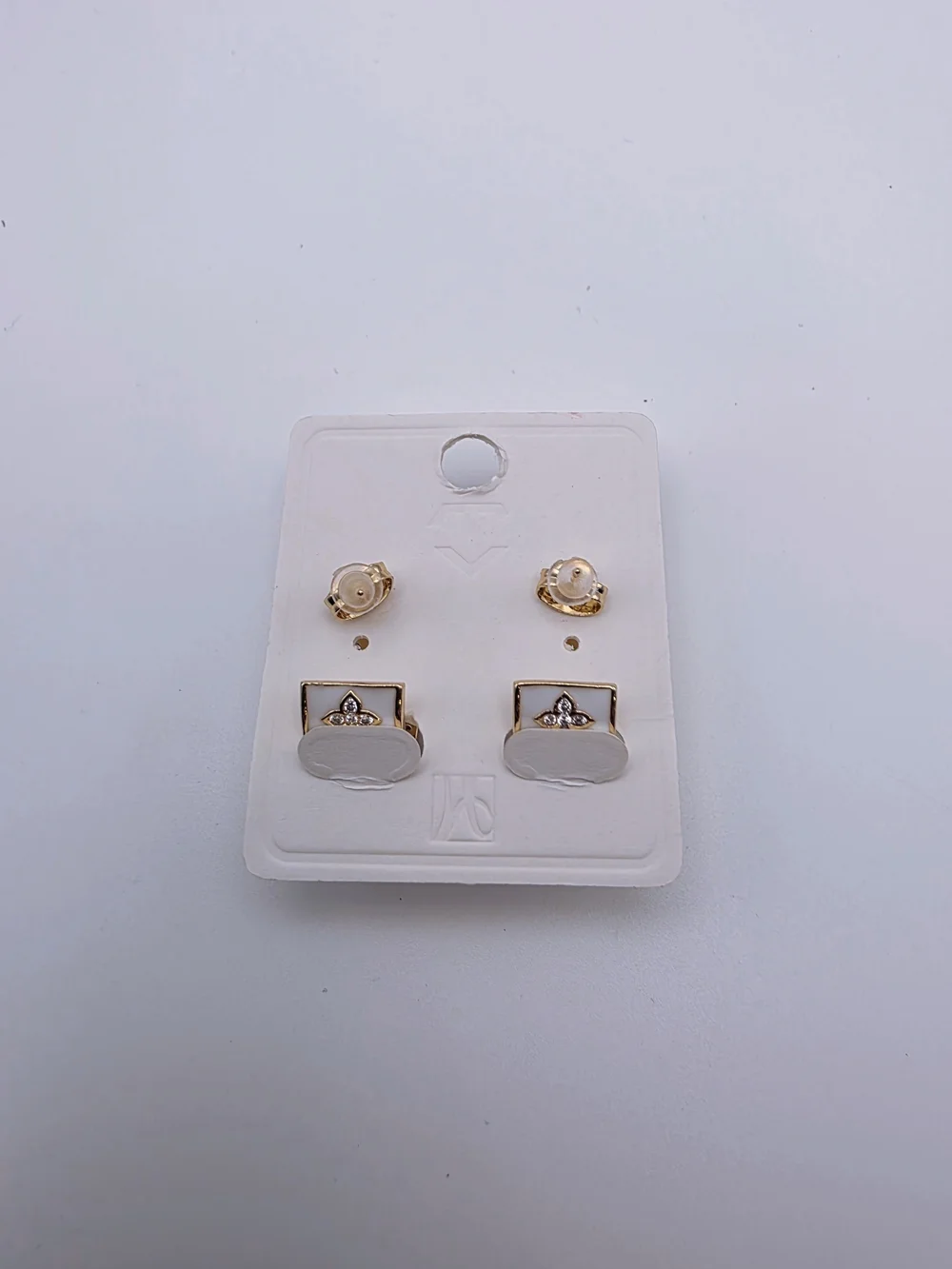 delicates White and Gold Floral Enamel Hoop Earrings